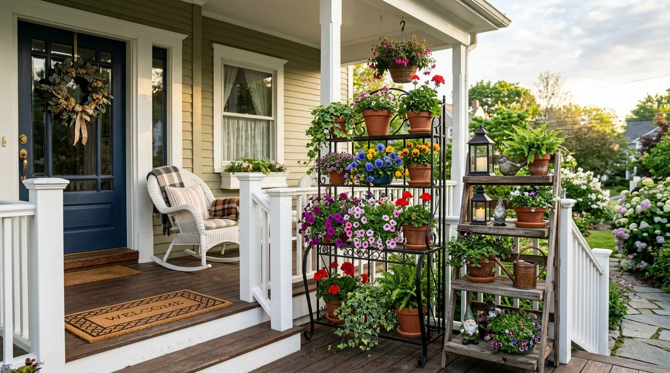 Tiered Plant Stand Porch